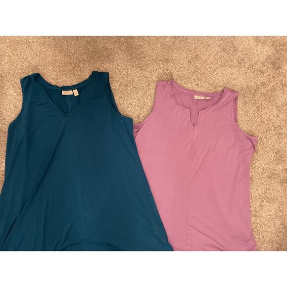 LOGO by Lori Goldstein Bundle (2) Viscose Spandex Tunic Tanks , XL - Picture 3 of 14